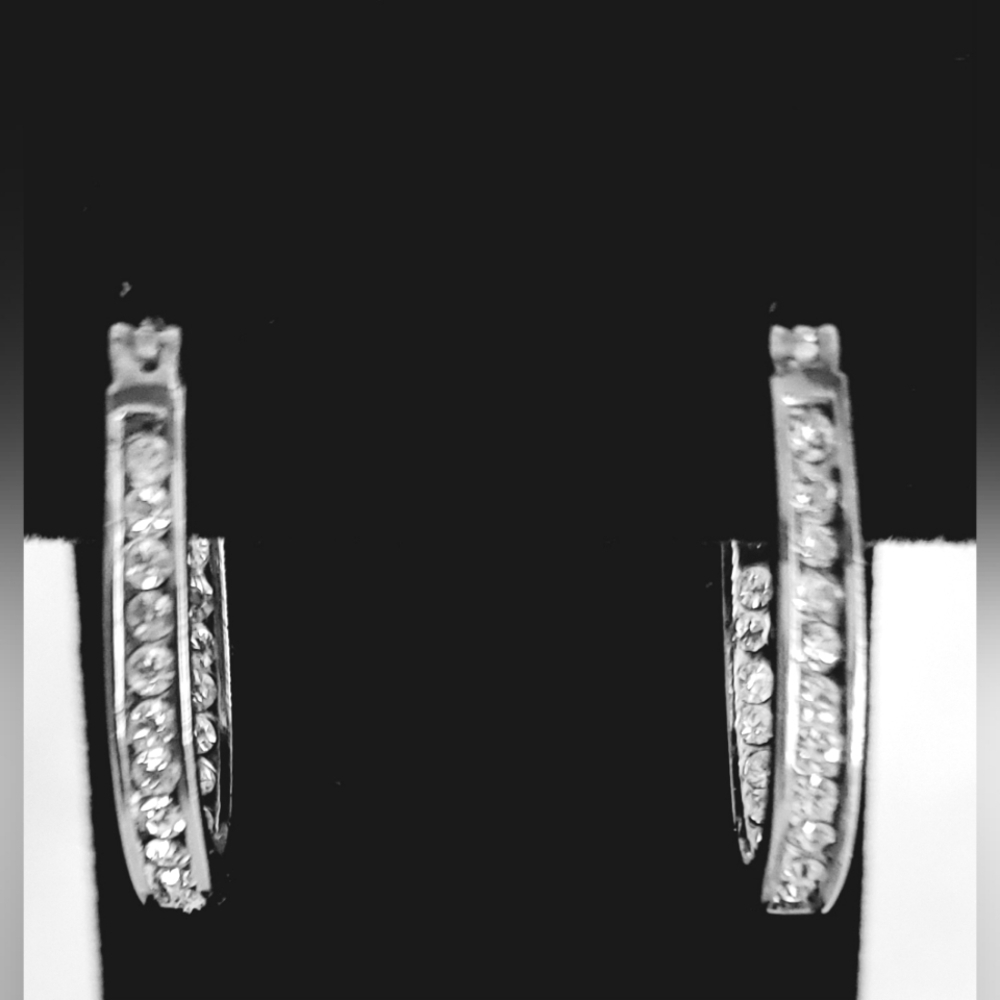 Double Sided Sterling Silver & Crystal Hoop Earrings